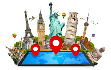 Monuments of the world on a modern tablet
