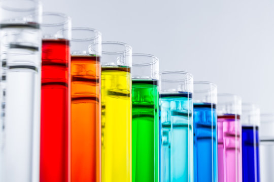 colorful chemicals in test tubes