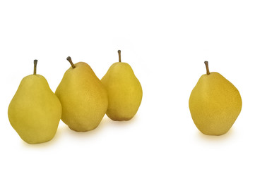 Several yellow pears isolated on white