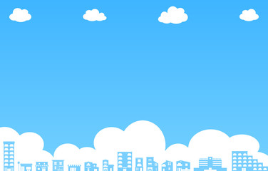 街並み　ブルー背景