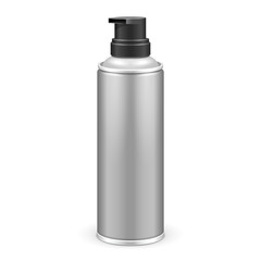 Gray Shave Foam Aerosol Spray Metal 3D Bottle Can. Ready For Your Design. Product Packing 