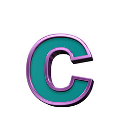One lower case letter from blue glass with purple frame alphabet set, isolated on white. Computer generated 3D photo rendering.