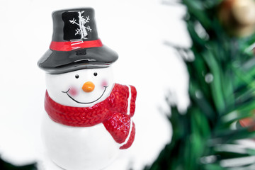 Christmas Wreath Decoration and Happiness Snowman 