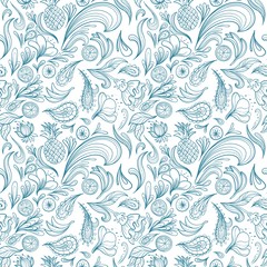 Tropical Outline Vector Pattern