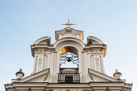 Baroque facade of Piarist fathers church in Krakow, Poland.