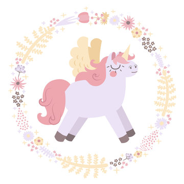 Unicorns vector background (pastel colors)