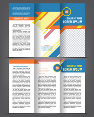 Vector empty tri-fold brochure print template design, trifold bright booklet or flyer