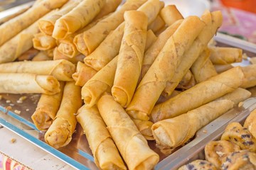 Fried spring rolls - Thai Spring Roll many in market  - Thailand.