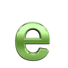 One lower case letter from shiny green alphabet set, isolated on white. Computer generated 3D photo rendering.