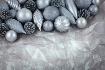 Christmas decorations on a silk cloth