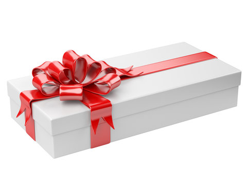 White gift box with blank gift tag