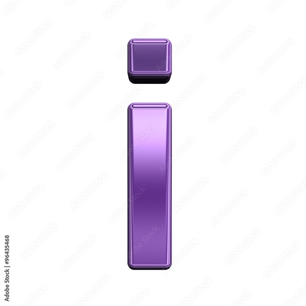 Fototapete one lower case letter from shiny purple alphabet set, isolated on white. computer generated 3d photo