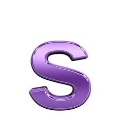 One lower case letter from shiny purple alphabet set, isolated on white. Computer generated 3D photo rendering.