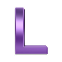 One letter from shiny purple alphabet set, isolated on white. Computer generated 3D photo rendering.