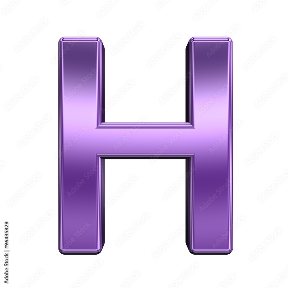 Fototapete one letter from shiny purple alphabet set, isolated on white. computer generated 3d photo rendering.