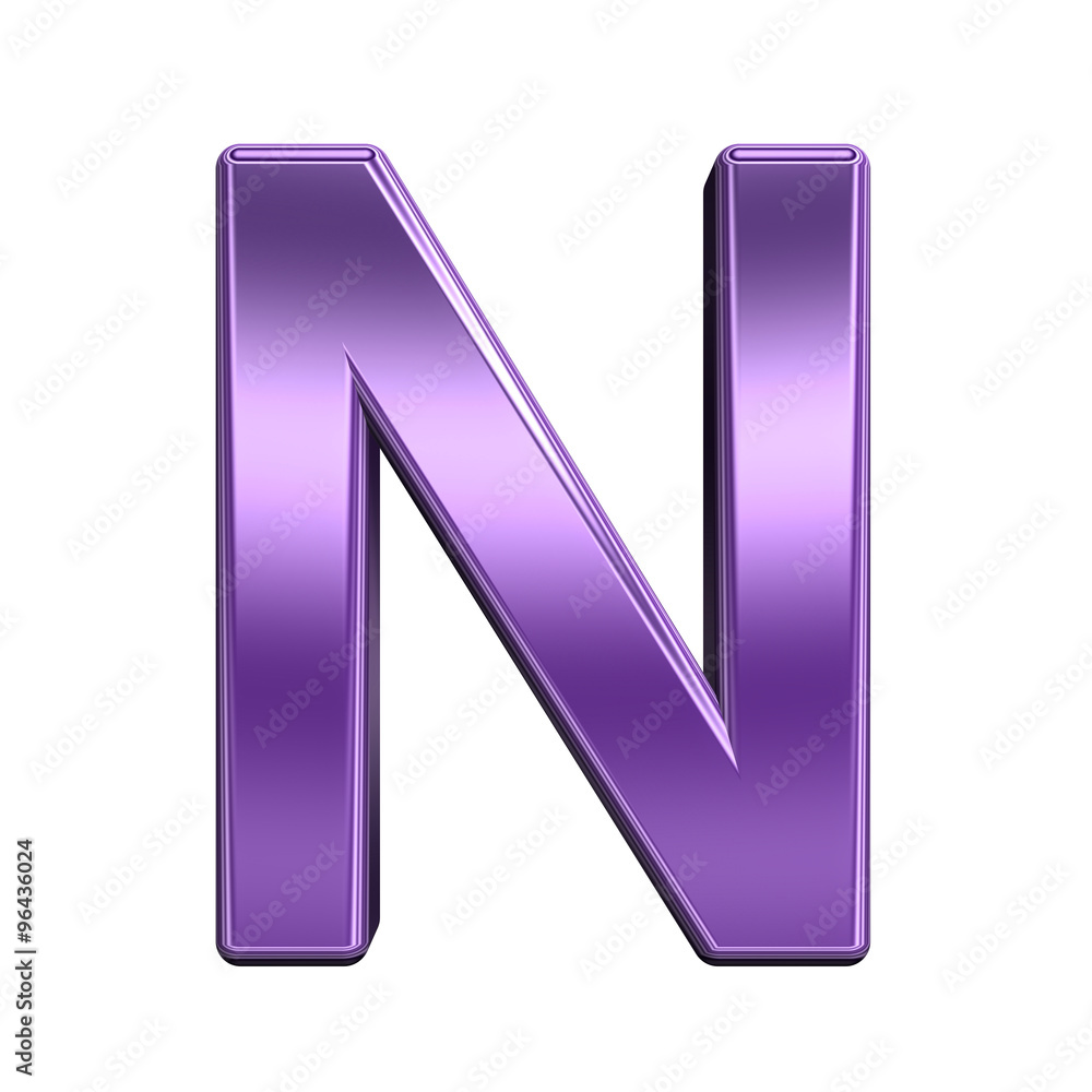 Fototapete one letter from shiny purple alphabet set, isolated on white. computer generated 3d photo rendering.
