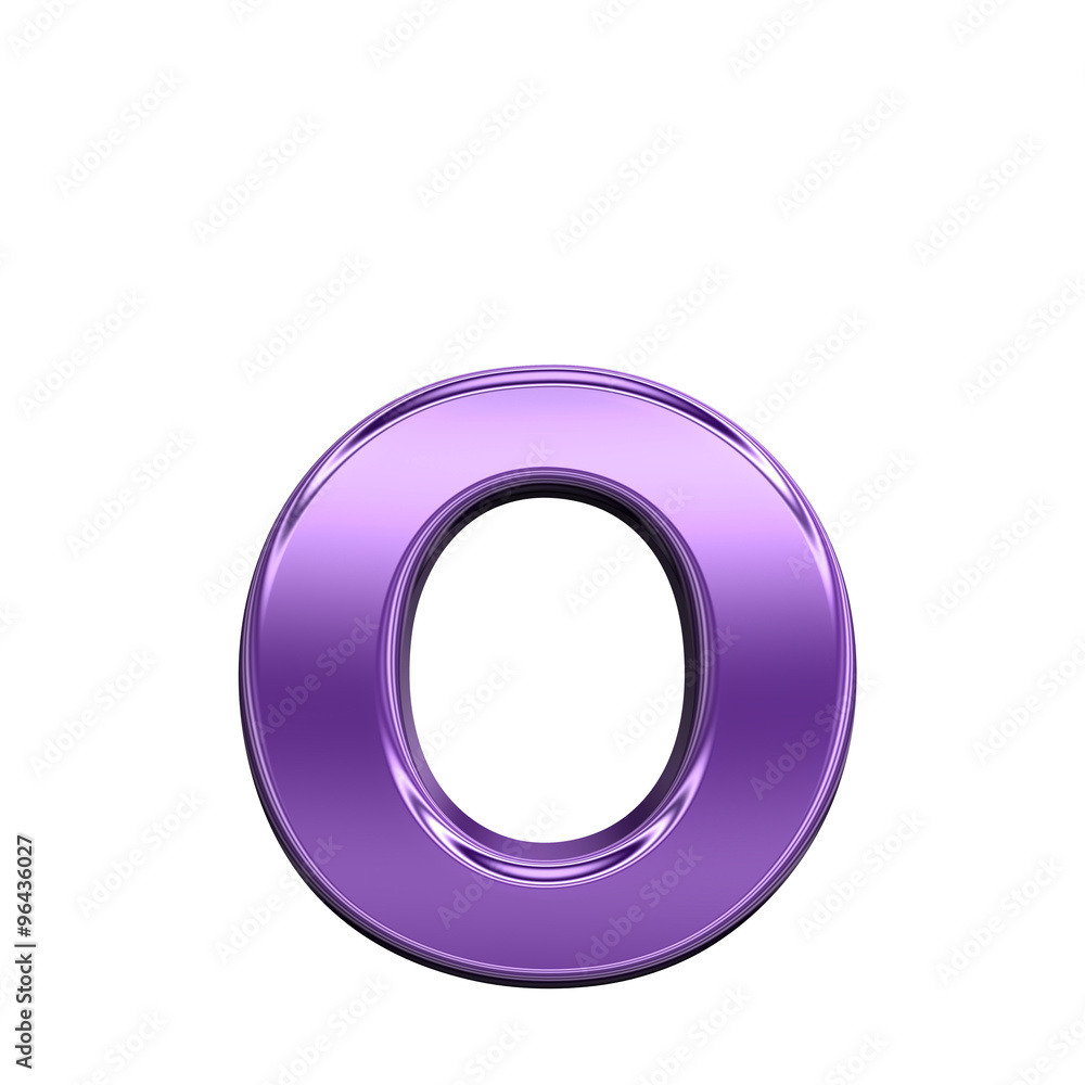Fototapete one lower case letter from shiny purple alphabet set, isolated on white. computer generated 3d photo