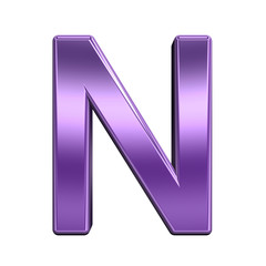 One letter from shiny purple alphabet set, isolated on white. Computer generated 3D photo rendering.