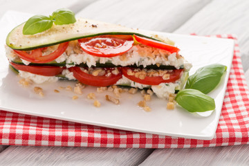 Italian appetizer of vegetables and cheese