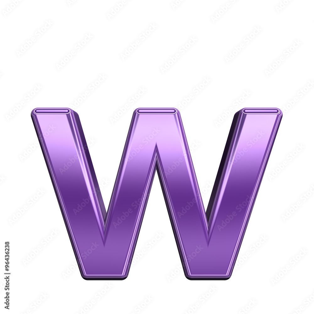 Fototapete one lower case letter from shiny purple alphabet set, isolated on white. computer generated 3d photo