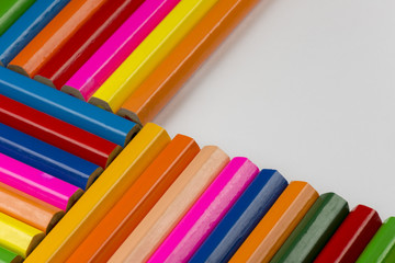 Abstract composition of a set wooden colour pencils.