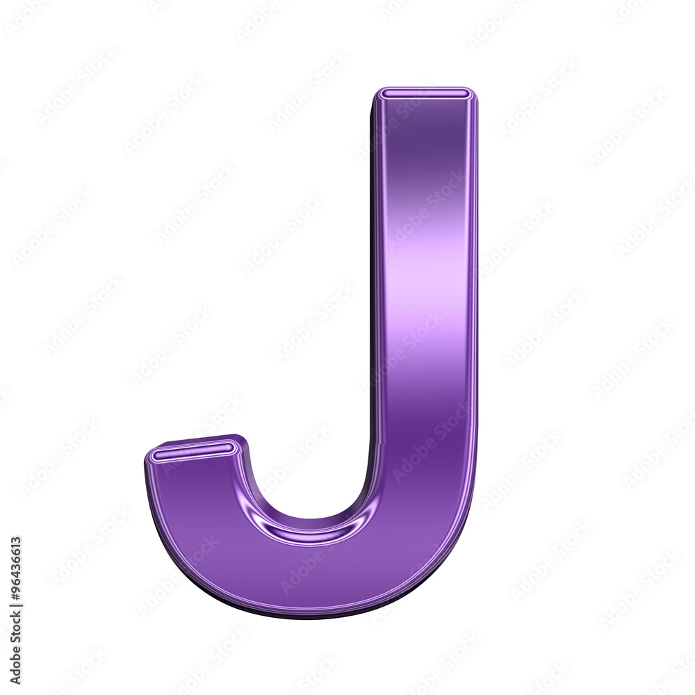 Fototapete one letter from shiny purple alphabet set, isolated on white. computer generated 3d photo rendering.
