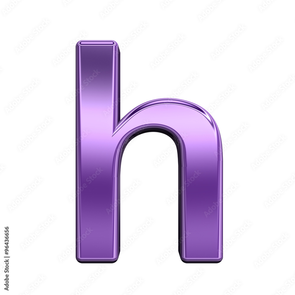 Fototapete one lower case letter from shiny purple alphabet set, isolated on white. computer generated 3d photo