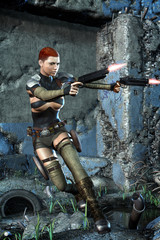 Fototapeta premium futuristic girl rogue