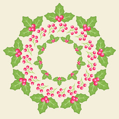 Mistletoe wreath illustration card