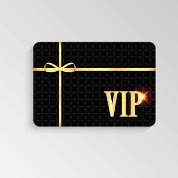  VIP cards with gold letters and ribbon