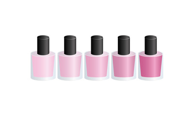 Set of pink nail polish