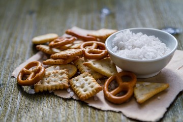 Selection of salty snacks