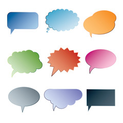 Set of flat color bubbles for speech. Elements for design.