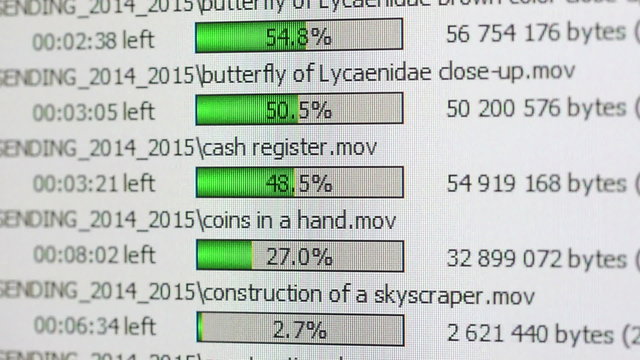 scale of loading of files on the FTP server a monitor picture