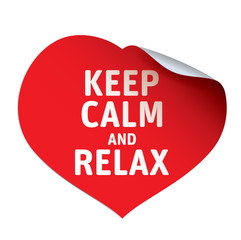 Red vector heart and sticker KEEP CALM AND RELAX