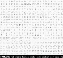 Huge set of 500 detailed line art web icons