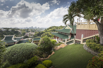 Pagoda and dragon sculpture of the Taoist Temple in Cebu, Philip