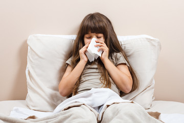 Little girl having flu