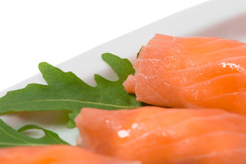 Rolled smoked salmon platter.