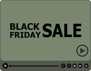 Banner template for black Friday sale. Media Player. Vector illustration