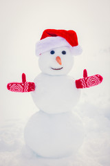 Children hands in red gloves against winter sky