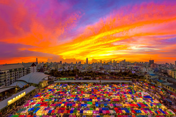 Bangkok, Thailand - June 7, 2014 : Bird eyes view of Talad Rod F