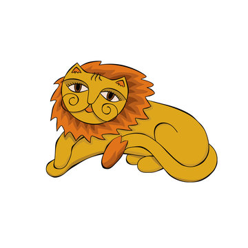 vector illustration
peace lion with a sad face
