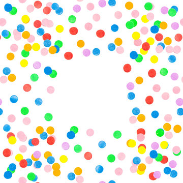 carr&eacute; de confettis sur fond blanc 