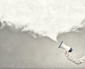Megaphone in hand