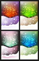 Winter abstract background. Christmas background with snowflakes. Vector Illustration