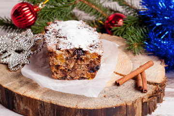 Christmas cake and decorations