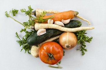 Vegetable mix on a light gray background