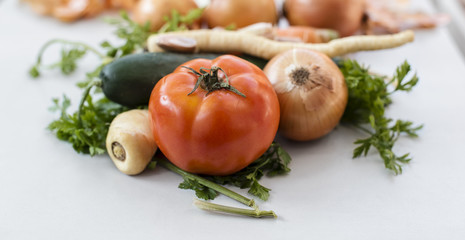 Vegetable mix on a light gray background