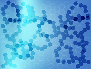 Blue background with hexagons
